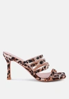 London Rag Times Up Diamante Buckle Mid Heel Sandals In Brown