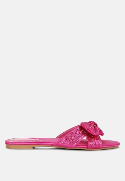 London Rag Fleurette Bow Flat Sandals In Pink