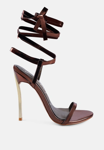 London Rag Smacker Stiletto Lace Up Sandal In Bronze