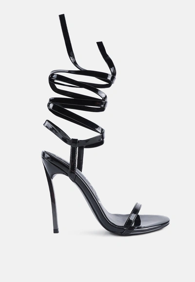 London Rag Smacker Lace Up Stiletto Sandals In Black