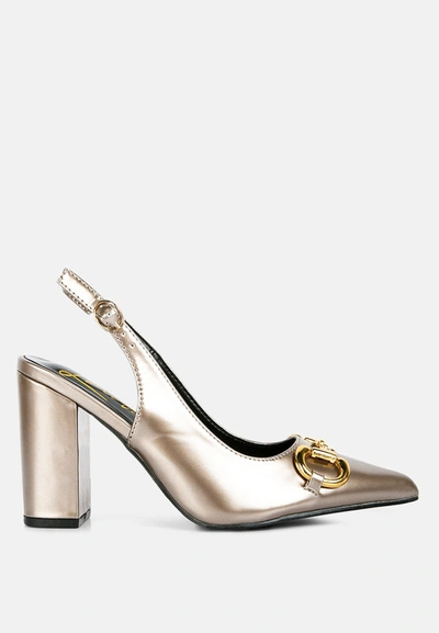 London Rag All Nighter Patent Slingback Sandals In Champagne