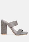 London Rag High Sass Diamante Set High Block Heeled Sandals In Grey