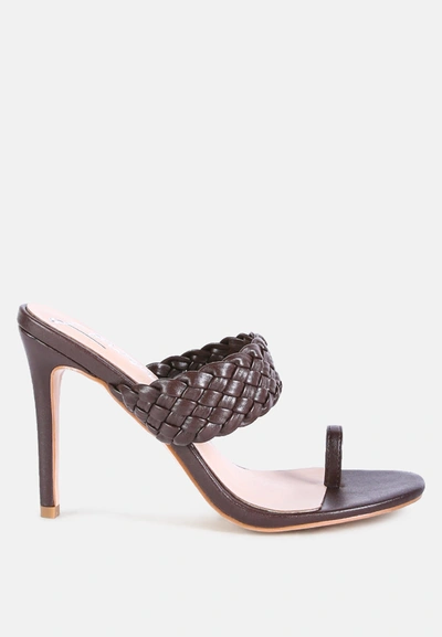 London Rag High Perks Woven Strap Toe Ring Sandals In Brown