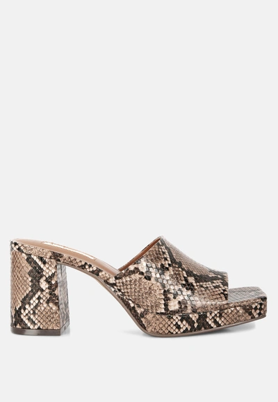 London Rag Artemisa Block Heel Slip On Sandals In Tan