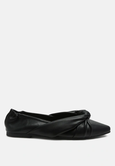 London Rag Norma Knot Detail Elasticated Ballet Flats In Black