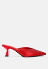 London Rag Aldora Rhinestones Embellished Satin Mules In Red