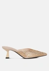 London Rag Aldora Rhinestones Embellished Satin Mules In Gold