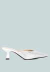 London Rag Aldora Rhinestones Embellished Satin Mules In White