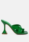 London Rag Snatched Intertwined Toe Ring Heeled Sandals In Green