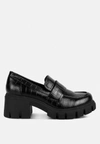 London Rag Benz Chunky Block Heel Loafers In Black