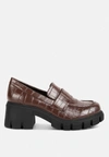 London Rag Benz Chunky Block Heel Loafers In Brown