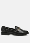 London Rag Vouse Low Block Loafers Adorned With Golden Chain In Black