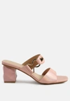 London Rag Hookup Geometric Cut Block Heel Slides Sandals In Pink