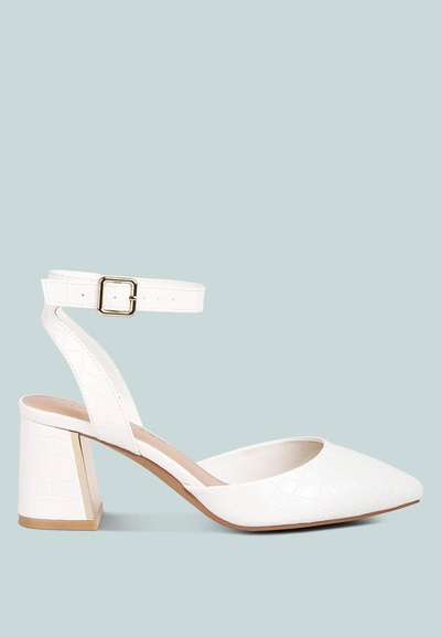London Rag Hyatt Metallic Accent Block Heel Sandals In White