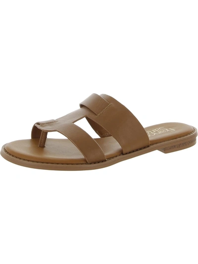 Franco Sarto Gretta Womens Leather Thong Slide Sandals In Brown