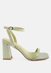 London Rag Mooncut Block Heel Ankle Strap Sandals In Green