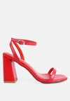 London Rag Mooncut Block Heel Ankle Strap Sandals In Red