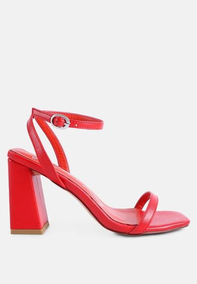 London Rag Mooncut Block Heel Ankle Strap Sandals In Red