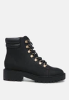 London Rag Shirly Soft Leather Lace-up Boots In Black