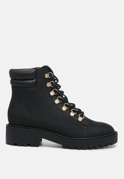 London Rag Shirly Soft Leather Lace-up Boots In Black