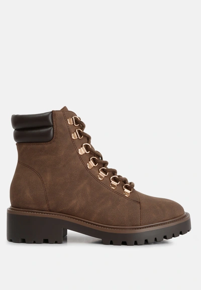 London Rag Shirly Soft Leather Lace-up Boots In Brown