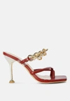London Rag Social Bee Diamante Strap Heeled Sandals In Burgundy