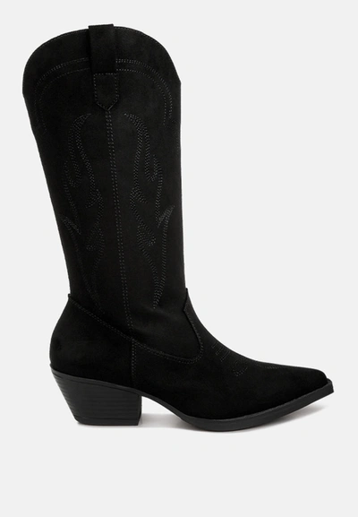London Rag Ginni Embroidered Calf Boots In Black