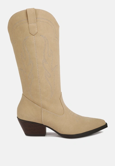 London Rag Ginni Embroidered Calf Boots In Brown