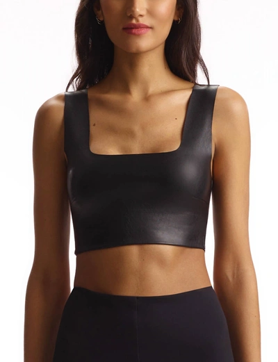 Commando Faux Leather Squareneck Crop In Black