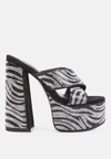 LONDON RAG SINFUL HIGH PLATFORM PATTERNED DIAMANTE SLIDES