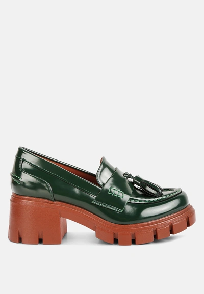 London Rag Jonah Tassels Detail Chunky Loafers In Green