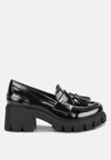 London Rag Jonah Tassels Detail Chunky Loafers In Black