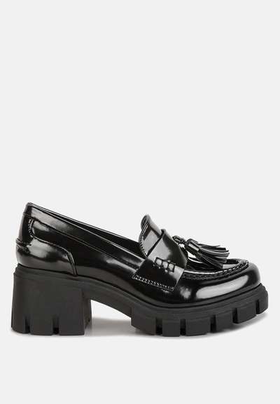 London Rag Jonah Tassels Detail Chunky Loafers In Black