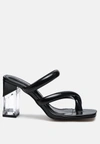 London Rag Erised Clear Heel Toe Ring Slides In Black