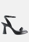 London Rag Five Star Ankle Strap Kitten Heel Sandals In Black