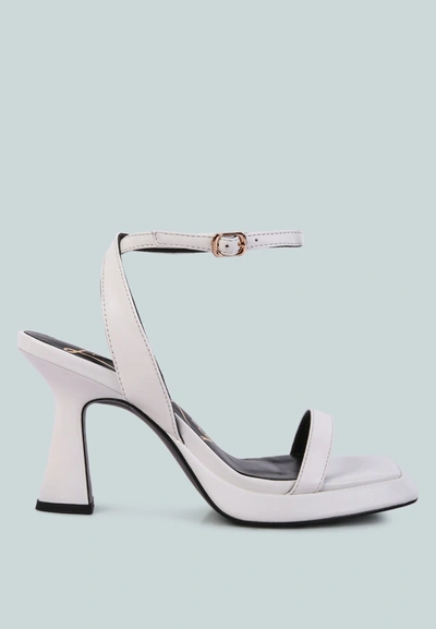 London Rag Five Star Ankle Strap Kitten Heel Sandals In White