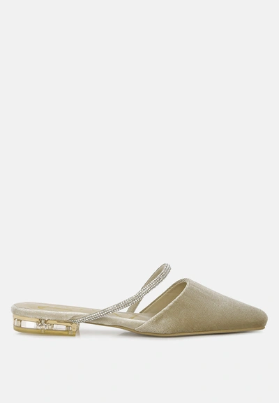 London Rag Turnon Velvet Diamante Detail Flat Mules In Multi
