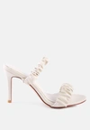 London Rag Qualie Gathered Around Slip-on Heeled Sandal In Beige