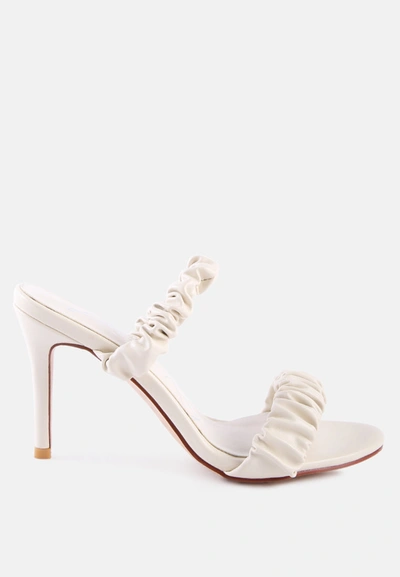 London Rag Qualie Gathered Around Slip-on Heeled Sandal In Beige