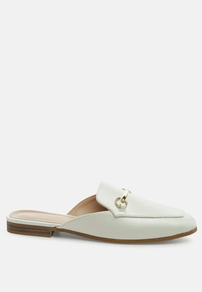 London Rag Begonia Buckled Faux Leather Croc Mules In White