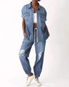 Electric & Rose Camero Short Sleeve Top In Denim In Blue