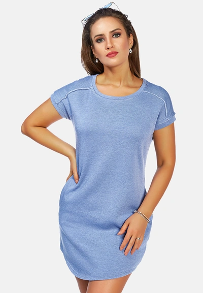 London Rag Solid T-shirt Dress In Blue