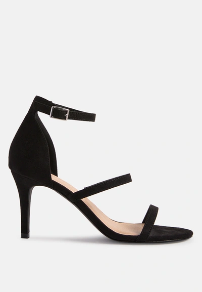 London Rag Kazaki Mid Heel Ankle Strap Sandals In Black