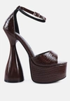 London Rag Pretty Me Patent Croc Ultra High Platform Sandals In Brown