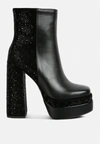 London Rag Dryday Diamante Zip Up Block Heel Boots In Black