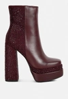 London Rag Dryday Diamante Zip Up Block Heel Boots In White