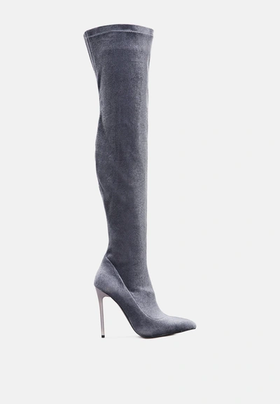 London Rag Madmiss Stiletto Calf Boots In Grey