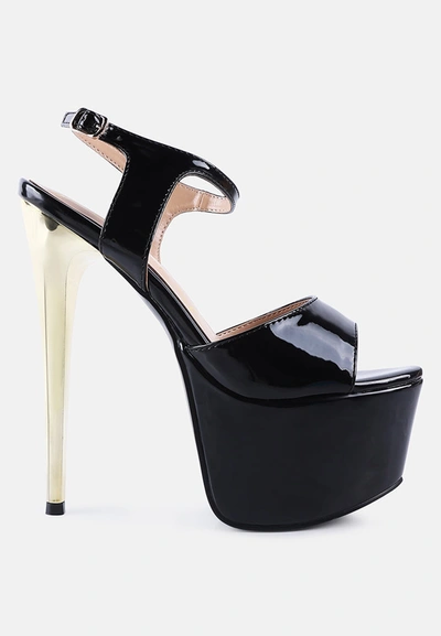 London Rag Bewitch Ultra High Heeled Ankle Strap Sandal In Black