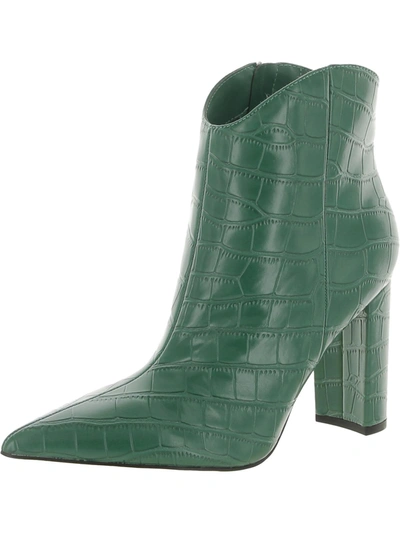 Marc Fisher Lezari Womens Faux Leather Pointed Toe Ankle Boots In Green