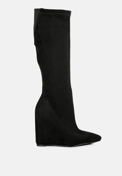 London Rag Gladol Calf Pointed Flat Boots In Black